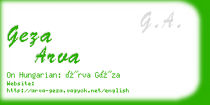 geza arva business card